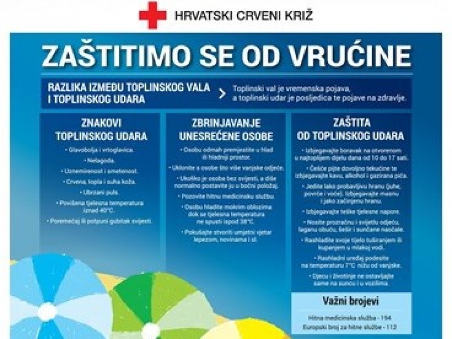 Upozorenje na visoke temperature – zaštitimo zdravlje od vrućine